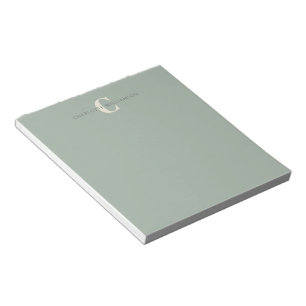 Stijlvolle naam met monogram Chic saliegroen Notitieblok