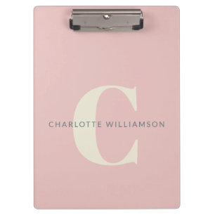 Stijlvolle naam met monogram Professionele roze ro Klembord