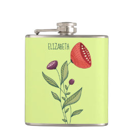 Stijlvolle naam minimalistische bloemen heupfles