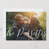 Stijlvolle naam Modern kerstfoto horizontaal Feestdagenkaart (Voorkant)