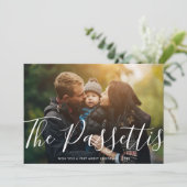 Stijlvolle naam Modern kerstfoto horizontaal Feestdagenkaart (Staand voorkant)