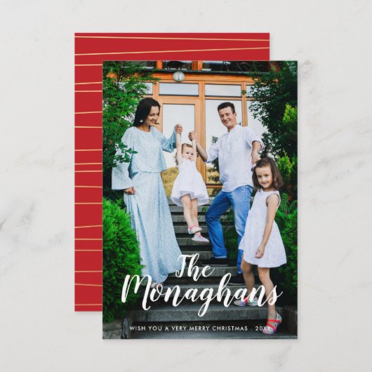 Stijlvolle naam Modern kerstfoto Verticaal Kaart (Voorkant / Achterkant)