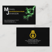 Stijlvolle naam Monogram Groene Elektrische Blikse Visitekaartje (Voorkant / Achterkant)