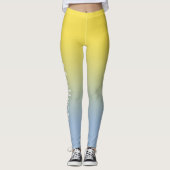 Stijlvolle naam op Geel tot Licht Blauw verloop Leggings (Voorkant)