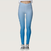 Stijlvolle naam op licht naar donkerblauw verloop leggings (Voorkant)
