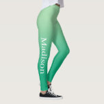 Stijlvolle naam op licht naar donkergroen verloop leggings<br><div class="desc">De lichte tot donkergroene gradiënt kenmerkt een douanenaam in een stijlvolle witte serif doopvont die de buitenkant van het juiste been gaat. Pas het aan met de jouw naam in de zijbalk en voeg een moderne, kleurrijke look toe aan uw oorlogvoering. Klik op de link "Rocklawn Arts" om het ontwerp...</div>