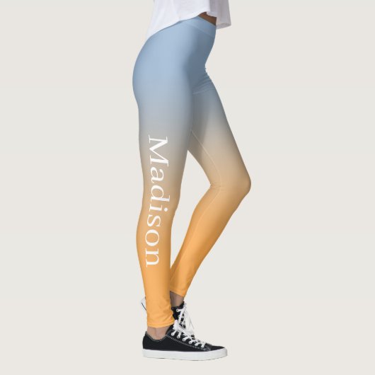 Stijlvolle naam op lichtblauw naar Oranje verloop Leggings (Rechts)