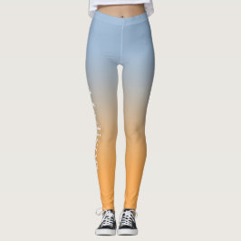 Stijlvolle naam op lichtblauw naar Oranje verloop Leggings