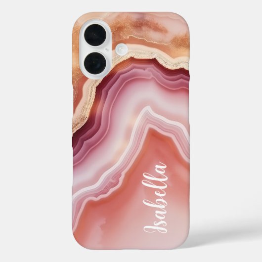 Stijlvolle naam roze goud agaat marmer Case-Mate iPhone case (Achterkant)