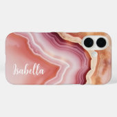 Stijlvolle naam roze goud agaat marmer Case-Mate iPhone case (Achterkant (horizontaal))