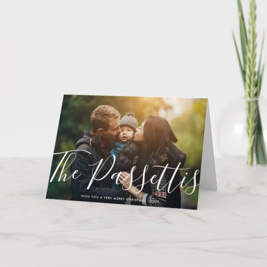 Stijlvolle naam vakantie begroeting Kaart | Horizo (Voorkant)