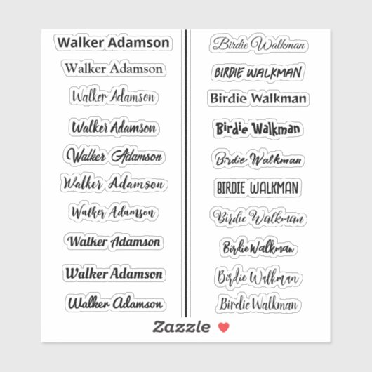 Stijlvolle naamstickers sticker (Vel)