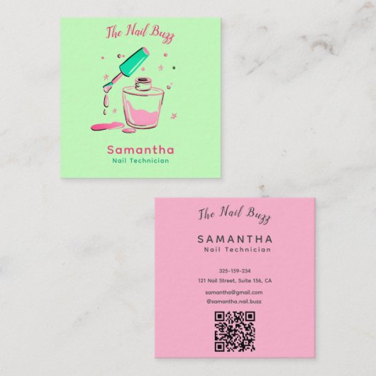 Stijlvolle Nail Technician Visitekaartje Set (Voorkant / Achterkant)
