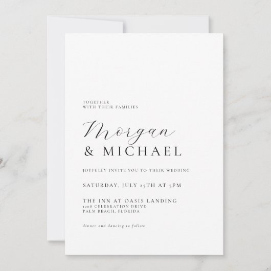 Stijlvolle namen Eenvoudige minimale klassieke bru Kaart (Voorkant)