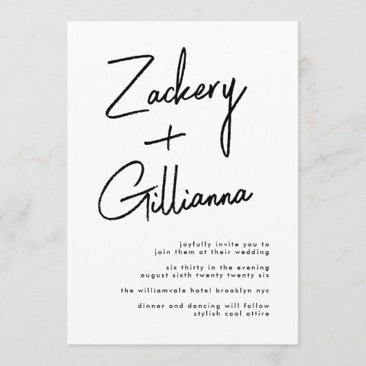 Stijlvolle NAMEN | Modern Black & White Wedding In Kaart (Voorkant)