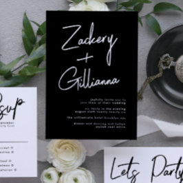 Stijlvolle NAMEN | Modern Black & White Wedding Kaart