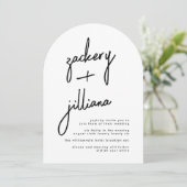 Stijlvolle NAMEN Modern Zwart & Wit Boog Huwelijk Kaart (Staand voorkant)