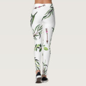 Stijlvolle Naturen Elegance Pink & Green Leaves Ar Leggings (Achterkant)