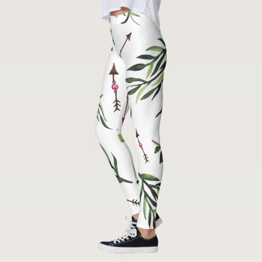 Stijlvolle Naturen Elegance Pink & Green Leaves Ar Leggings (Links)