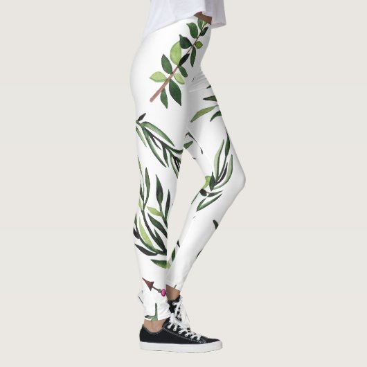 Stijlvolle Naturen Elegance Pink & Green Leaves Ar Leggings (Rechts)