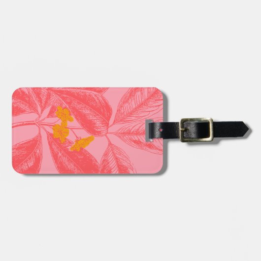 Stijlvolle Natuur met botanische lef in roze en ro Bagagelabel (Voorkant horizontaal)