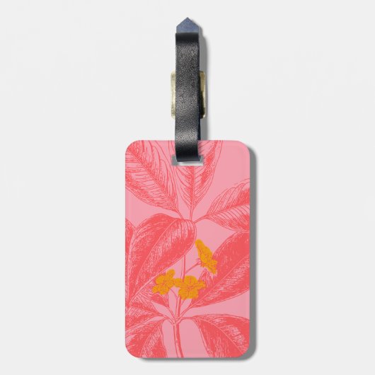 Stijlvolle Natuur met botanische lef in roze en ro Bagagelabel (Achterkant verticaal)