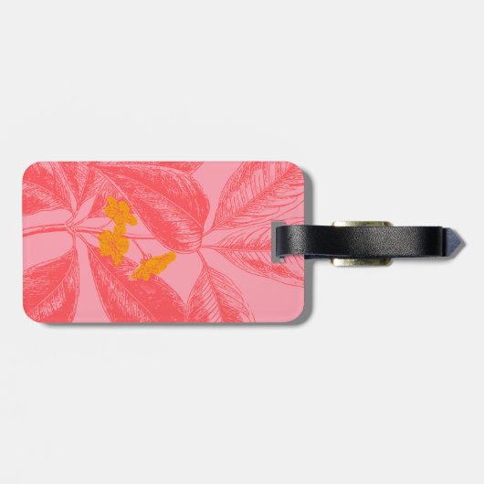 Stijlvolle Natuur met botanische lef in roze en ro Bagagelabel (Achterkant horizontaal)