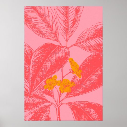 Stijlvolle Natuur met botanische lef in roze en ro Poster (Voorkant)