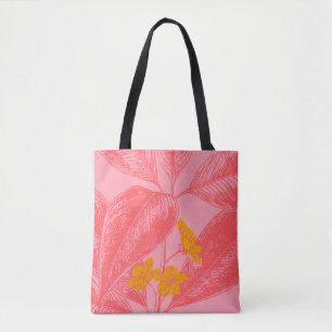 Stijlvolle Natuur met botanische lef in roze en ro Tote Bag