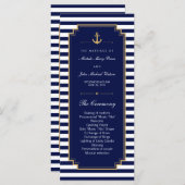 Stijlvolle Nautical Blue Wedding Program Rack Kaar Programmakaart (Voorkant / Achterkant)