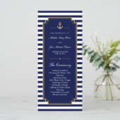 Stijlvolle Nautical Blue Wedding Program Rack Kaar Programmakaart (Staand voorkant)