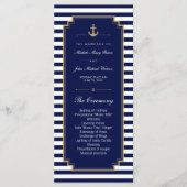 Stijlvolle Nautical Blue Wedding Program Rack Kaar Programmakaart (Voorkant)