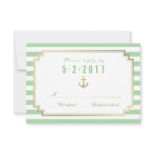 Stijlvolle Nautical Custom Mint White RSVP-kaart