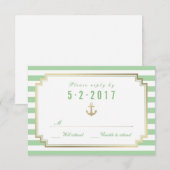 Stijlvolle Nautical Custom Mint White RSVP-kaart RSVP Kaartje (Voorkant / Achterkant)