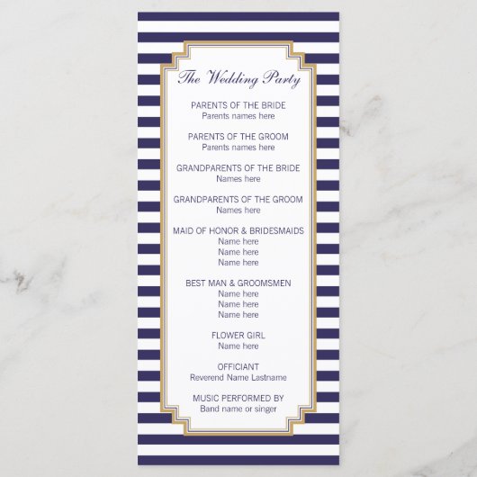 Stijlvolle Nautical Wedding Program Rack-Kaarten Programmakaart (Achterkant)
