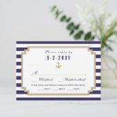 Stijlvolle Nautical Wedding RSVP Kaart Keuze uit (Staand voorkant)