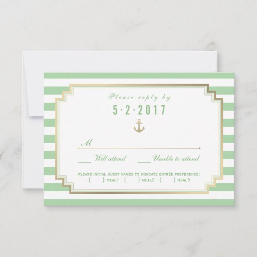 Stijlvolle Nautical Wedding RSVP Kaart Keuze uit (Voorkant)