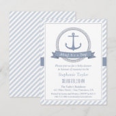 Stijlvolle nautisch getinte babyshower uitnodiging (Voorkant / Achterkant)