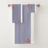 Stijlvolle nautische marine en wit verticaal gestr bad handdoek (Insitu)