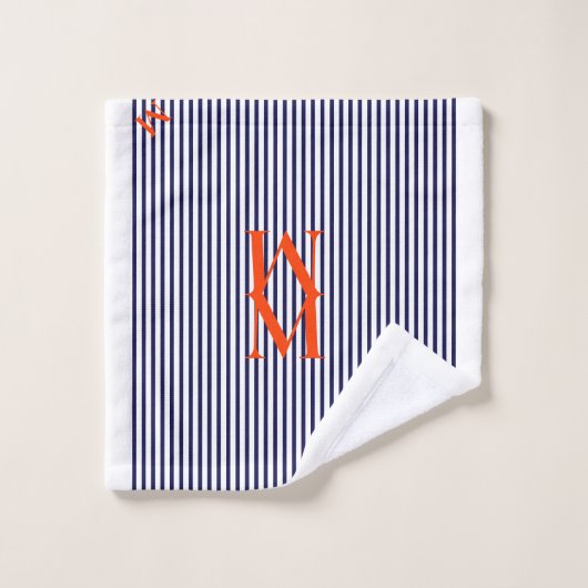 Stijlvolle nautische marine en wit verticaal gestr bad handdoek (Wasdoekje)