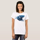 Stijlvolle Navy Abstracte Kubussen Kunstprint T-shirt (Voorkant volledig)