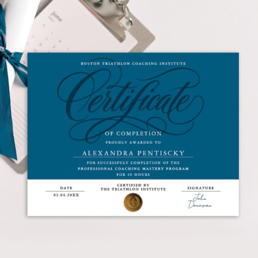 Stijlvolle Navy Blauwe Certificaat Erkenning Award Poster