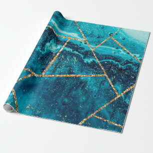 Stijlvolle Navy Blauwe Gouden Agaat Geode Chic Mon Cadeaupapier