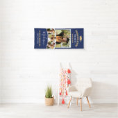 Stijlvolle Navy Blue 4 Photo Collage Afstuderen Spandoek (Insitu)