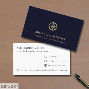 Stijlvolle Navy Blue Accounting Firm Visitekaartje