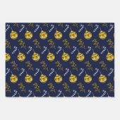 Stijlvolle Navy Blue Christmas Thema Mix Trio Inpakpapier Vel (Voorkant)