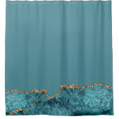 Stijlvolle Navy Blue Gold Agaat Geode Chic Douchegordijn (Voorkant)