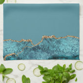 Stijlvolle Navy Blue Gold Agaat Geode Chic Theedoek (Gevouwen)