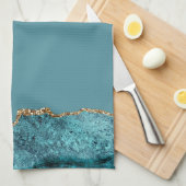 Stijlvolle Navy Blue Gold Agaat Geode Chic Theedoek (Quarter Fold)
