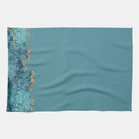 Stijlvolle Navy Blue Gold Agaat Geode Chic Theedoek (Horizontaal)
